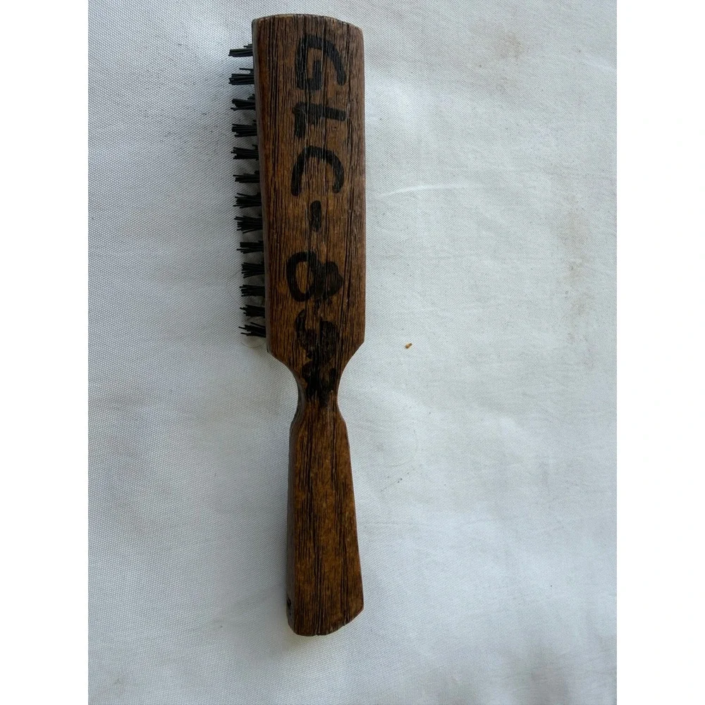 Vintage Goody Hair Brush Brown Faux Wood Grain Gold Logo USA Made GLC-839